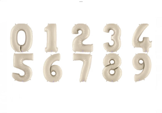 Supershape foil balloon - White sand numbers