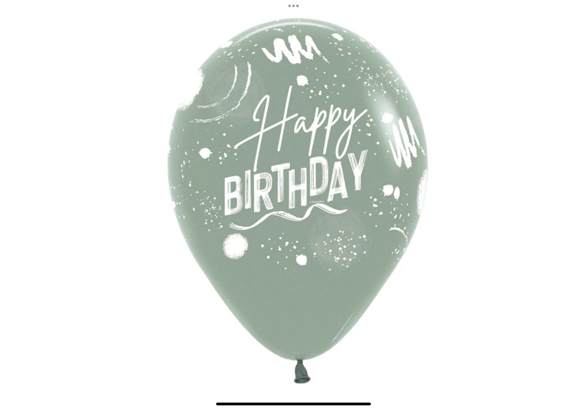 *NEW* Helium inflated 11” latex balloon - Modern Happy Birthday - various colours