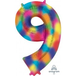 Supershape foil balloon - Rainbow splash giant numbers 0-9