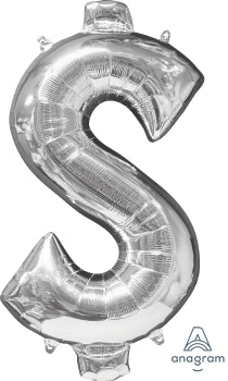 Supershape foil balloon - Symbol $ gold or silver