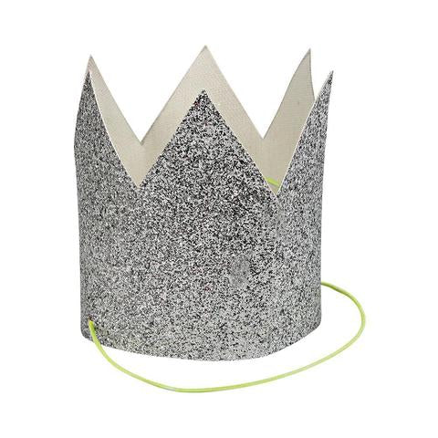 Mini silver glittered crowns - Meri Meri