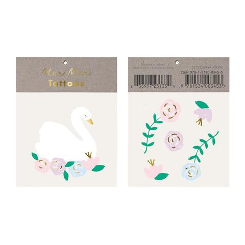 *SALE* Floral swan tattoos - Meri Meri