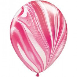 Helium inflated 11" balloon - Raspberry ripple marble