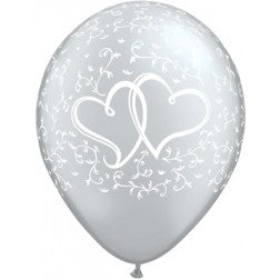 Helium inflated 11" balloon - Silver heart
