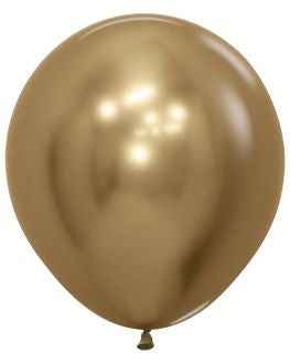 Helium inflated 18” latex balloon - reflex gold