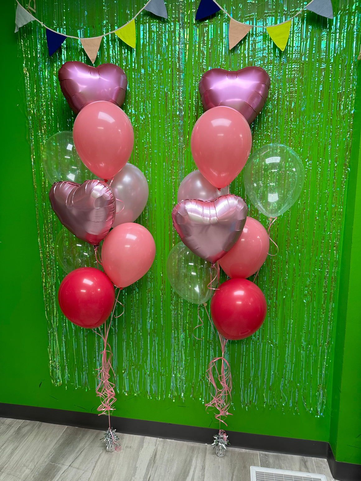 Pink hearts backdrop bouquets - 2 bouquets included