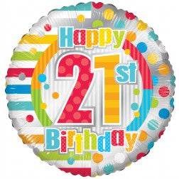 Standard happy 21st birthday dots and lines