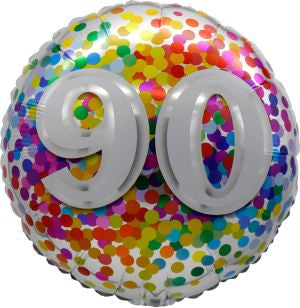 Standard age 90 rainbow confetti foil