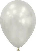 Helium inflated 11” balloon silk gold- Silk oyster white