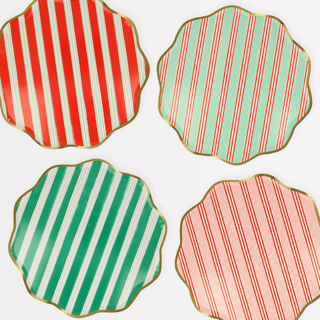 *HALF PRICE* Festive stripe dinner plates - Meri Meri
