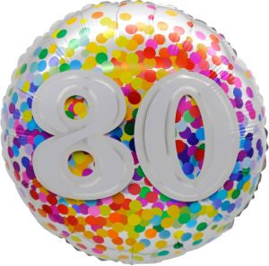 Standard age 80 rainbow confetti foil