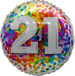 Standard age 21 rainbow confetti foil
