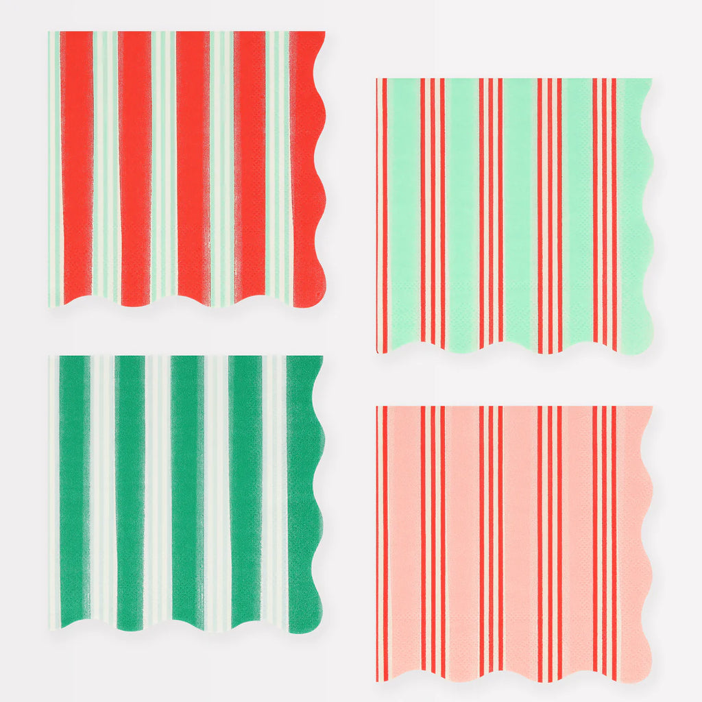 *HALF PRICE* stripe green/pink/red large napkins - Meri Meri