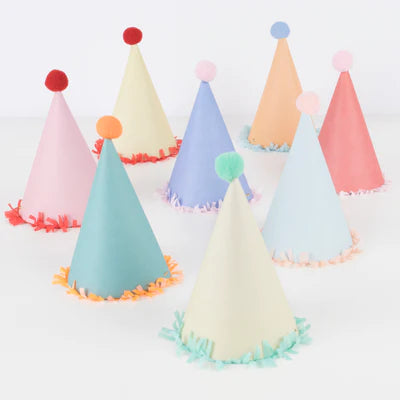 Large fringed Pom Pom party hats - Meri Meri