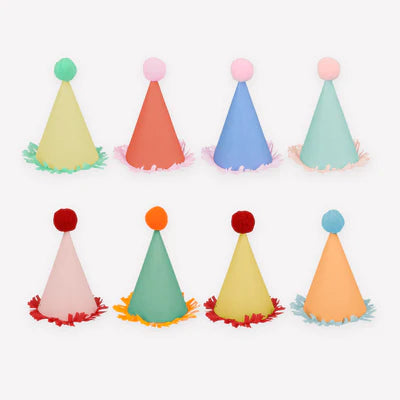 Mini fringed Pom Pom party hats - Meri Meri