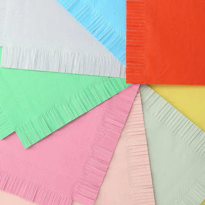 Small bright fringed napkins - Meri Meri