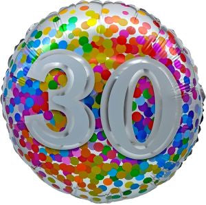 Standard age 30 rainbow confetti foil