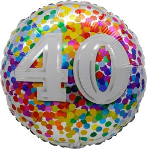 Standard age 40 rainbow confetti foil