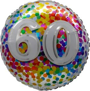 Standard age 60 rainbow confetti foil