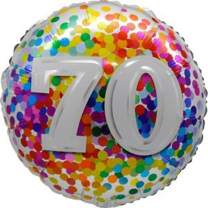 Standard age 70 rainbow confetti foil