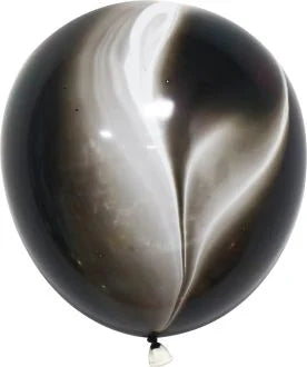 Helium inflated 11" balloon - Black and white marble