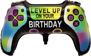Supershape foil balllon - level up your birthday game controller