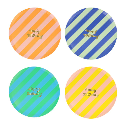 Stripe happy birthday side plates - Meri Meri