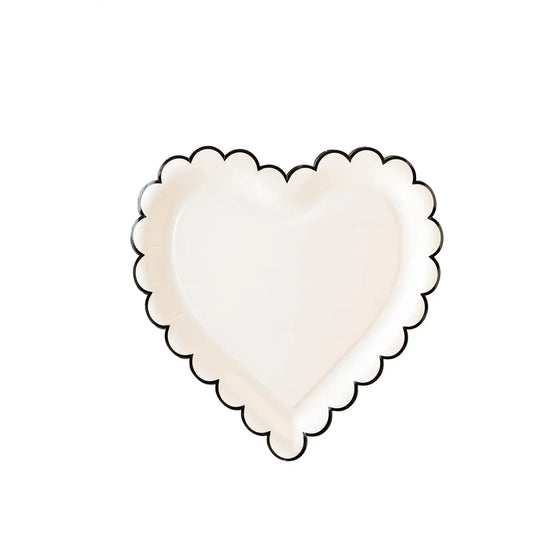 Scalloped heart paper plates