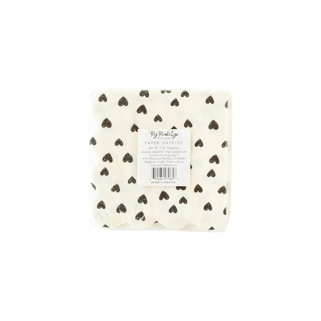 Black hearts cocktail napkins