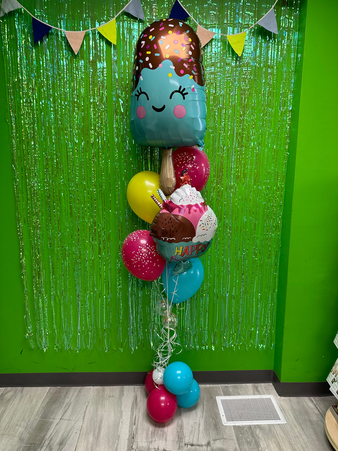 Ice cream bouquet with balloon base