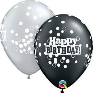 Helium inflated 11” balloon - Happy birthday confetti dots