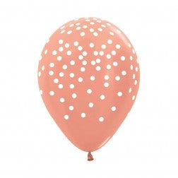 *NEW* Helium inflated 11” latex balloon - rose gold with white confetti dots