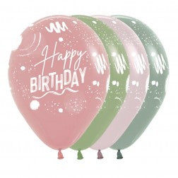 *NEW* Helium inflated 11” latex balloon - Modern Happy Birthday - various colours