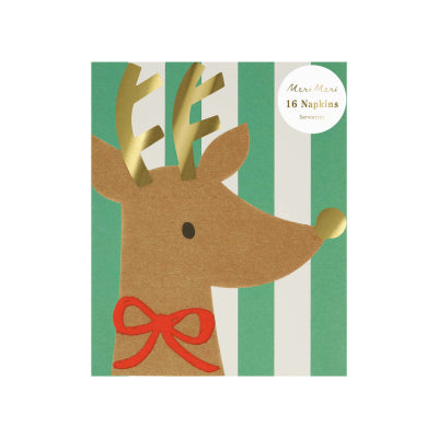 Reindeer with red bow napkins - Meri Meri
