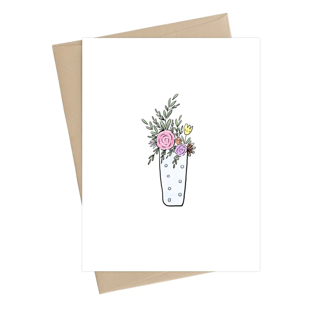 Flowers in a vase greeting card - blank inside