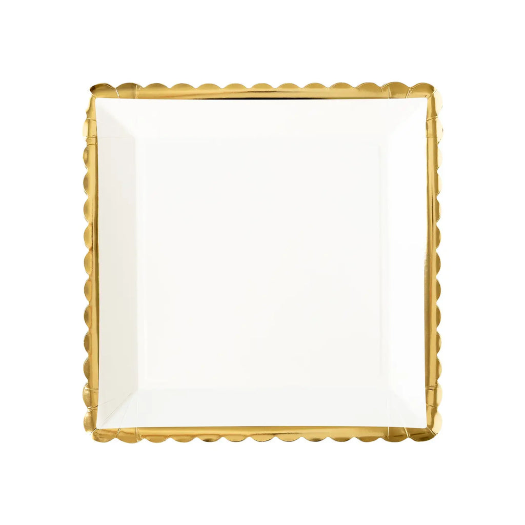 gold ruffle edge plates - pack of 8