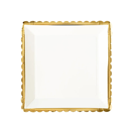 gold ruffle edge plates - pack of 8