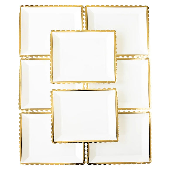 gold ruffle edge plates - pack of 8
