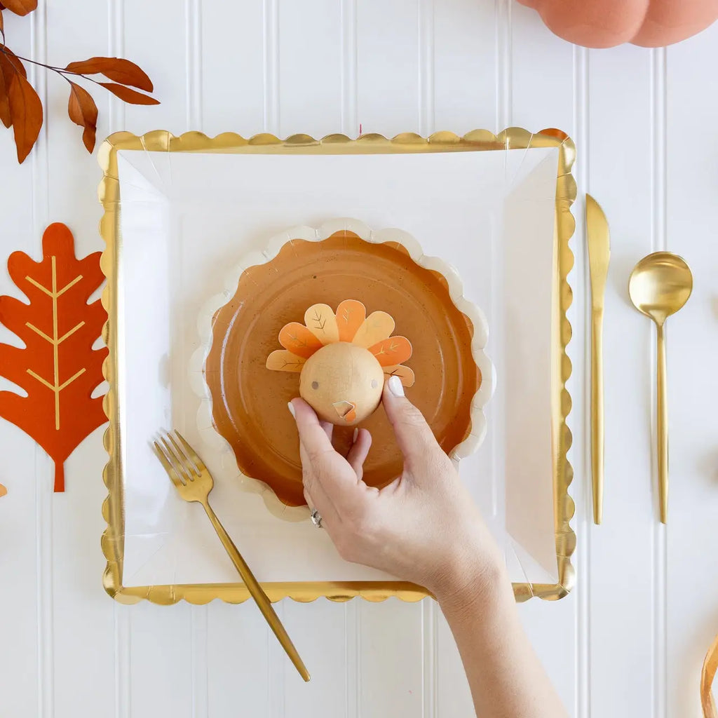 gold ruffle edge plates - pack of 8
