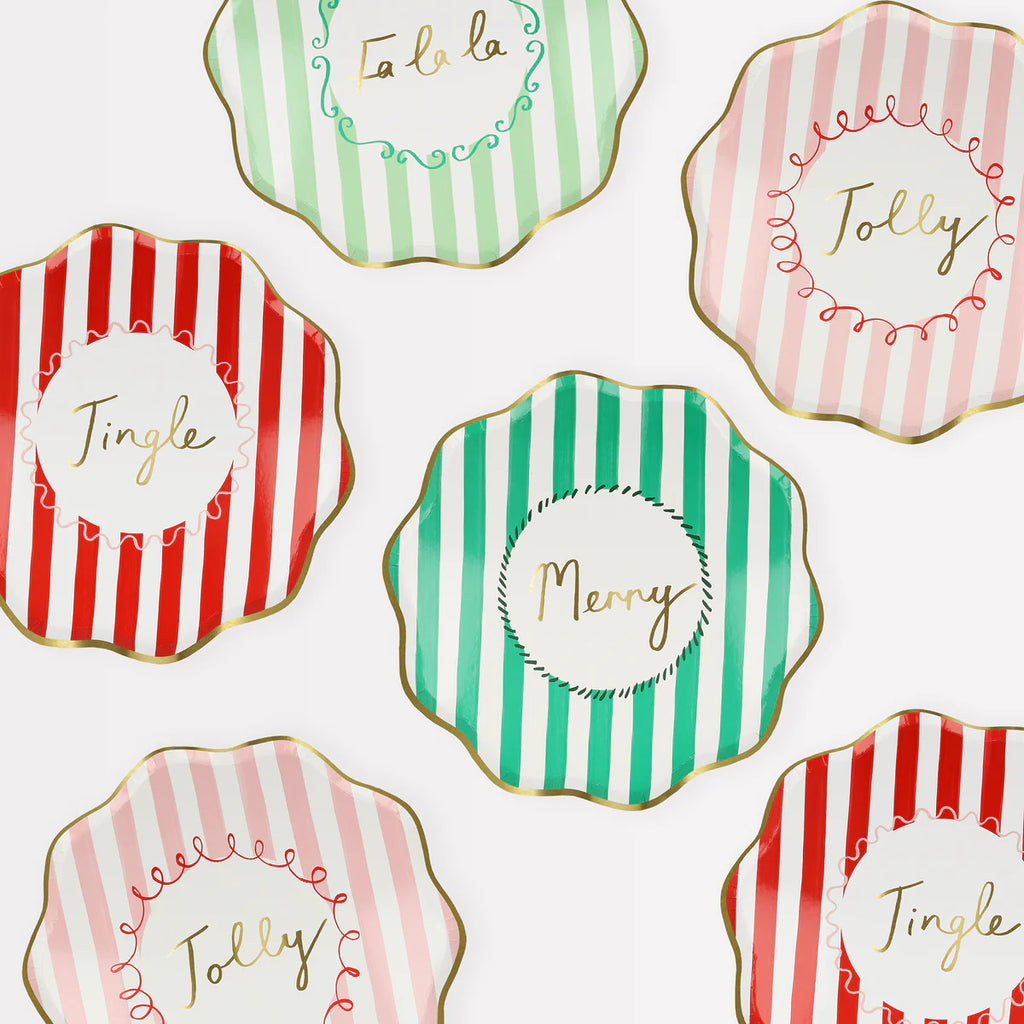 Festive stripe side plates - Meri Meri