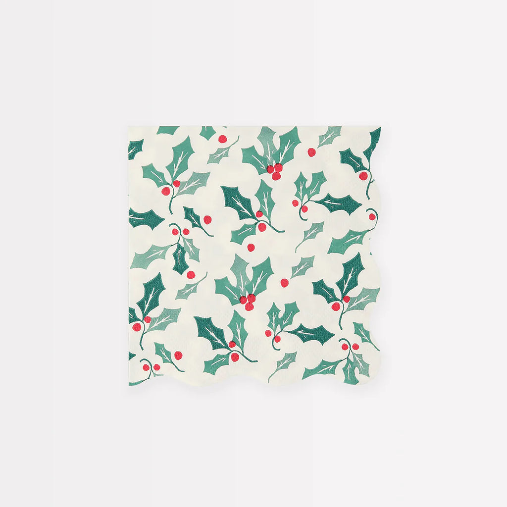Holly pattern cocktail napkins - Meri Meri