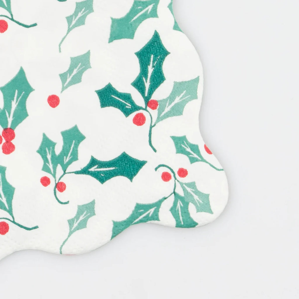 Holly pattern cocktail napkins - Meri Meri