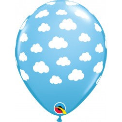 Helium inflated 11” latex balloon - clouds around