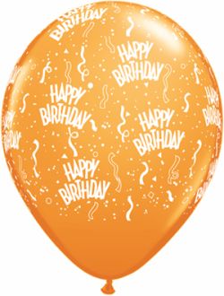 Helium inflated 11” balloon - orange happy birthday