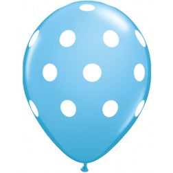 Helium inflated 11” balloon - pale blue polka dot