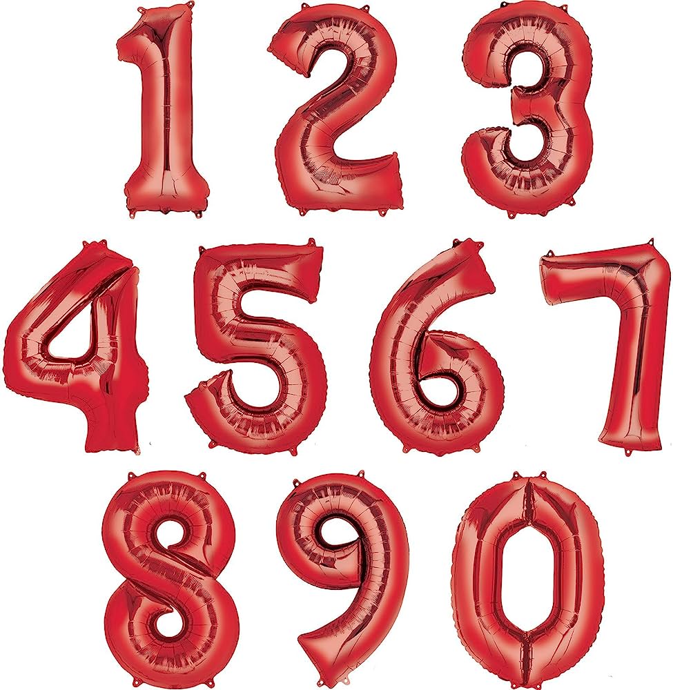 Supershape foil balloon - Red giant numbers