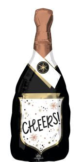 Supershape foil balloon - cheers confetti bubbly bottle