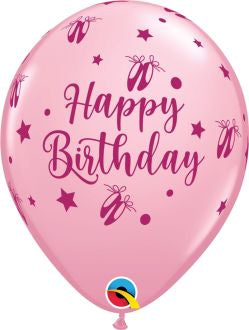 Helium inflated 11” latex balloon - Birthday ballerina slippers