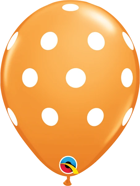 11” latex balloon - orange polka dot
