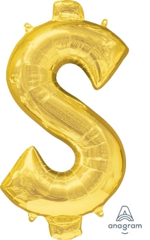 Supershape foil balloon - Symbol $ gold or silver